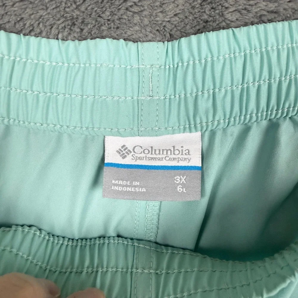 Columbia Mens 3X Mint Green Swim Trunks Elastic Waist Drawstring Shorts 6 Inseam
